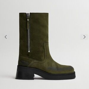 Miista Gunda Dark Green Suede Heeled Boots
